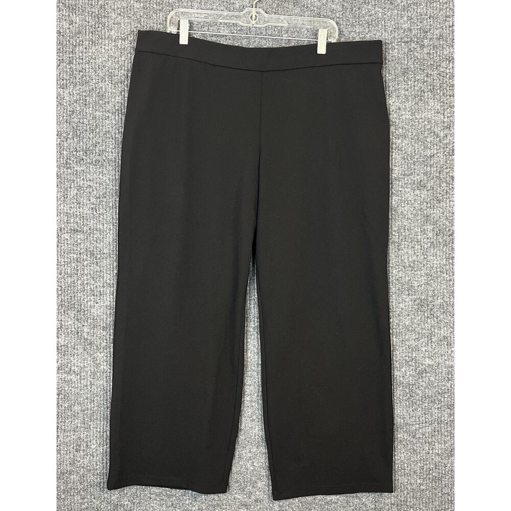 Dennis Basso Petite Straight Leg Luxe Crepe Pants Black Womens Size XLP Office